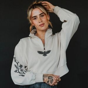 Octopied Mind "Adapting" Cropped Half-Zip Pullover Sweatshirt 3x